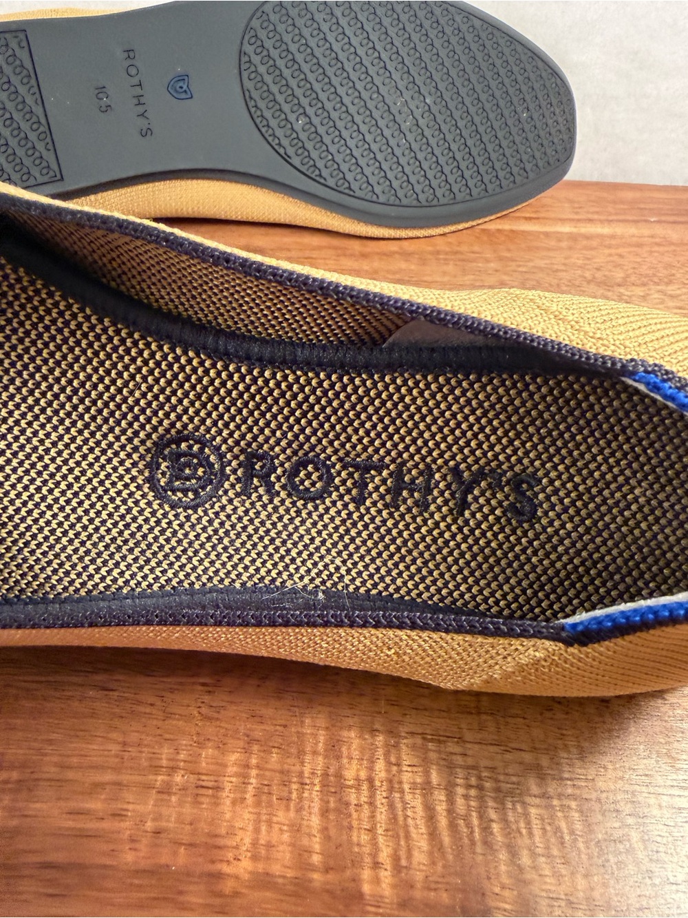 Rothy's Round Toe Flats in Golden Yellow with Black Piping Size 10.5 - Picture 8 of 10
